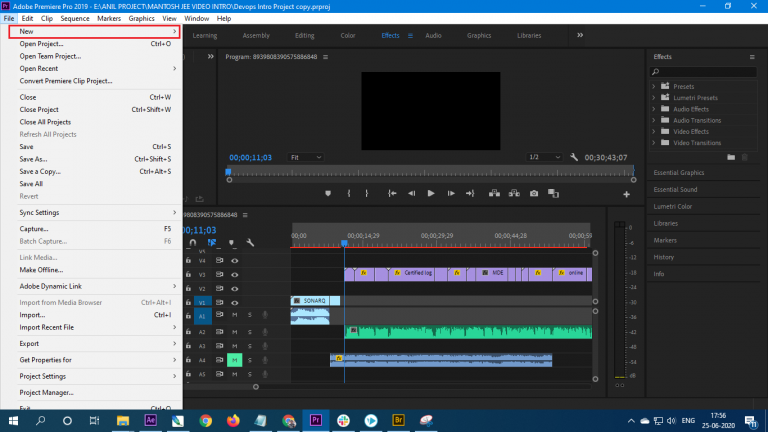 how-to-start-a-new-project-in-premiere-pro-devopsschool