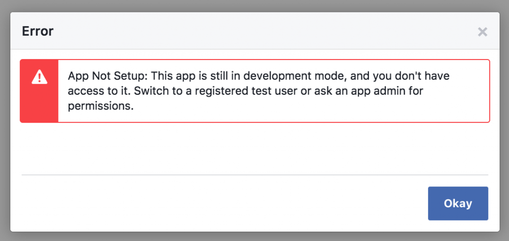 facebook login working on development mode or server mod, when